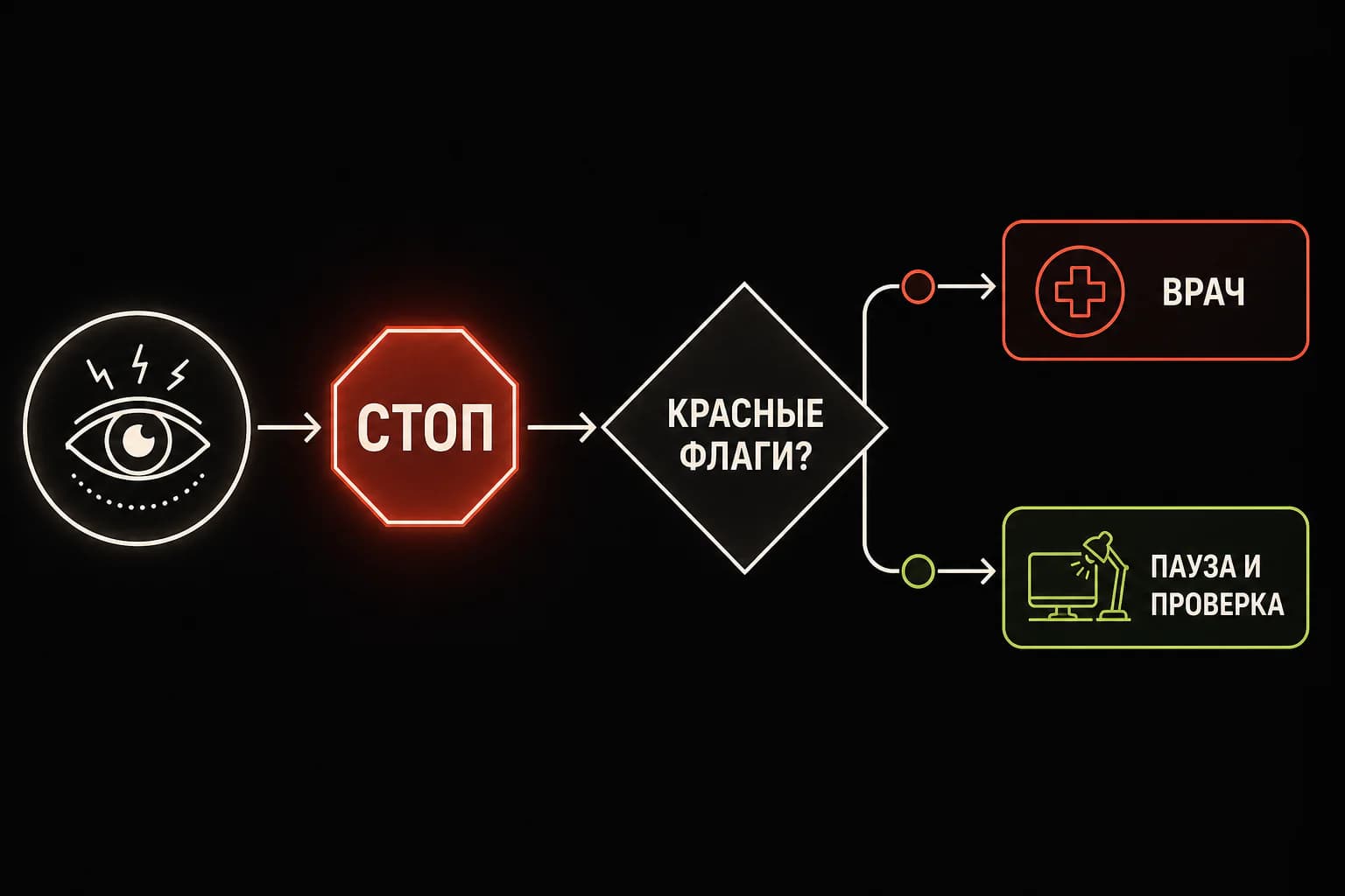 Инфографика: Болят глаза от компьютера: что делать и когда нужен врач