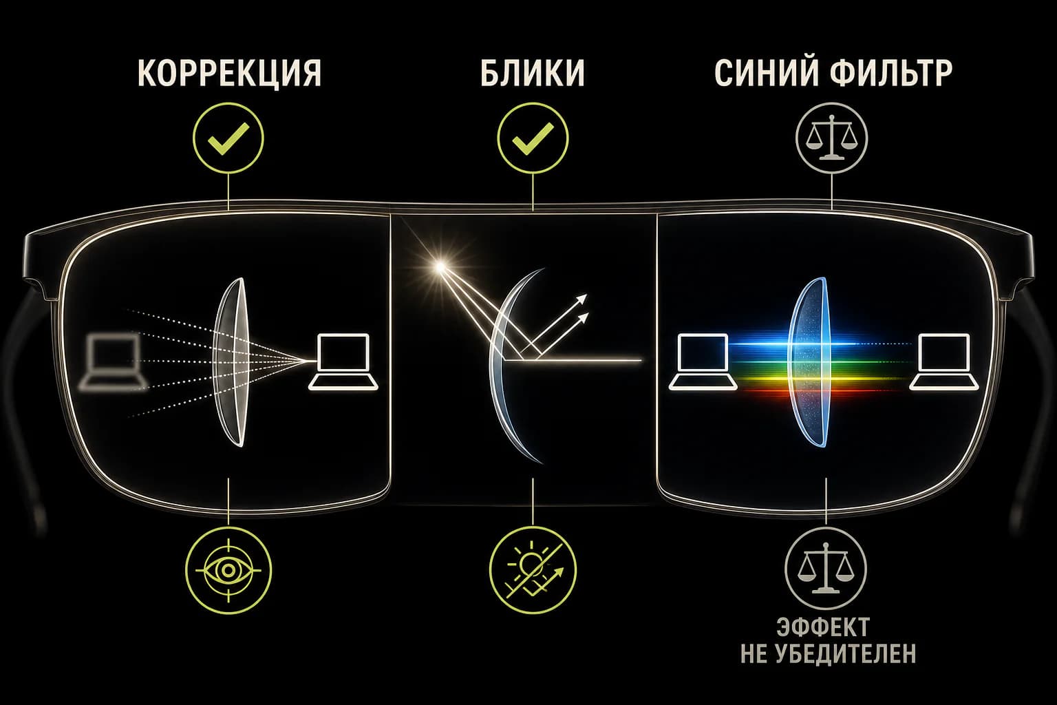 Инфографика: Очки для компьютера: помогают ли фильтры синего света
